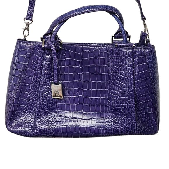 Etienne Aigner Purple Leather Croc Embossed Crossbody Bag Colorful Y2K - Picture 3 of 16